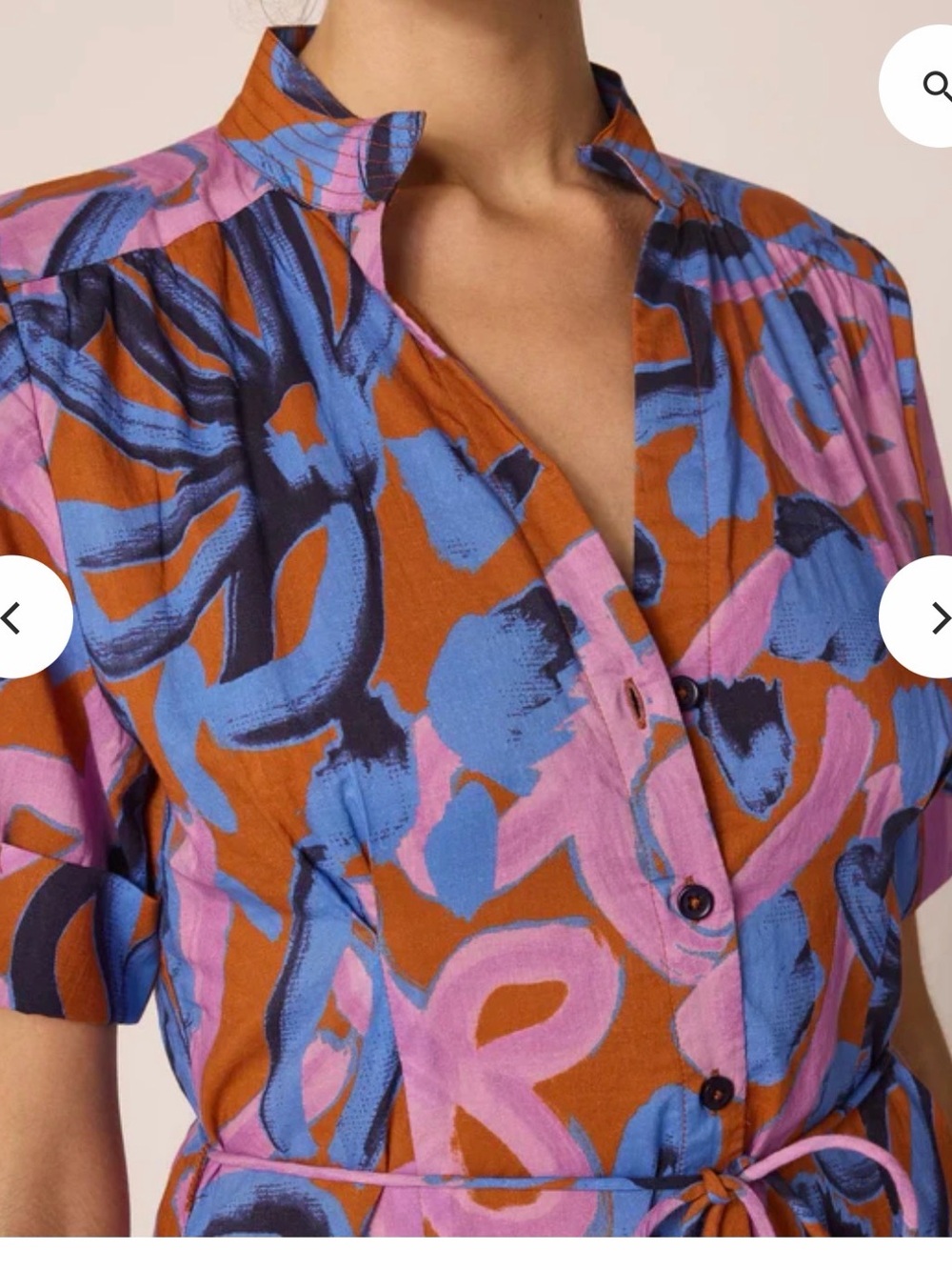 Cleobella Abstract Floral Button-Front Maxi Dress in Pink, Blue & Brown - Picture 3 of 16